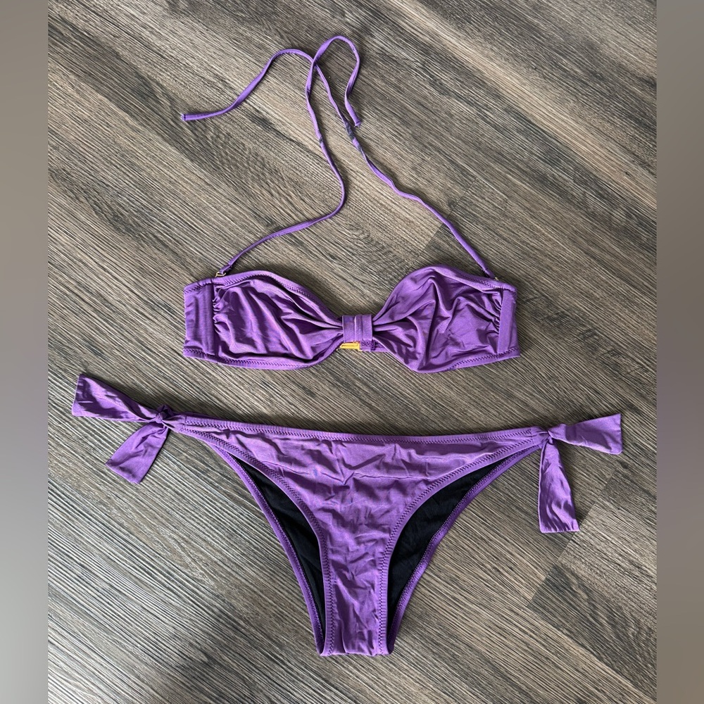 Prada Purple Bandeau Bikini Set
